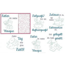 Stickserie ITH Sewing Quotes Mug Rugs